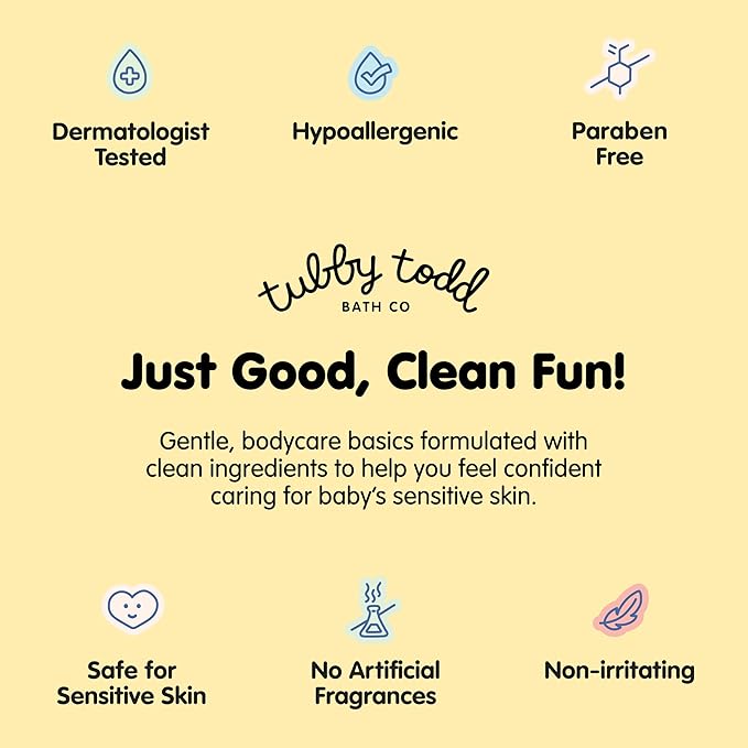 TUBBY TODD Baby Bundle Newborn Skin Care Set - Hypoallergenic Hair + Body Wash, All Over Ointment with Colloidal Oatmeal, Sweet Cheeks Diaper Paste - Lavender Rosemary, Full Size