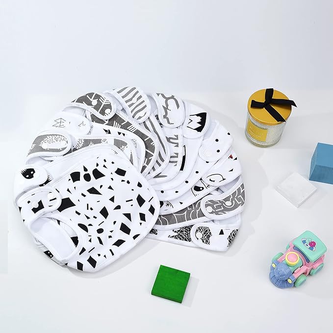 Baby Bibs Soft and Absorbent Organic Cotton Bandana Drool Bibs Set for Boys Girls Newborn 0-36 Months