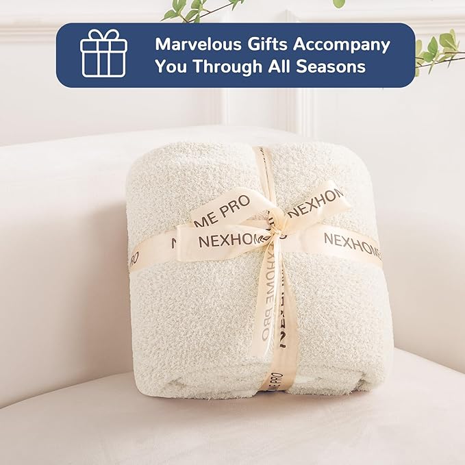 NEXHOME PRO Soft Throw Blankets for Couch, Reversible Warm Blankets Cozy Knit Blanket for Women, Fuzzy Plush Lightweight Throws for Sofa, Bed, Picnic, 50 x 60 inches