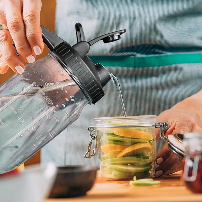 Glass Pitcher with Lid, 64 OZ Mason Jar Pitcher Double Leak Proof, 2 Quart Breast Milk Storage Containers for Fridge, Wide Mouth Glass Jar for Sun Tea, Juice, Cold Brew Coffee