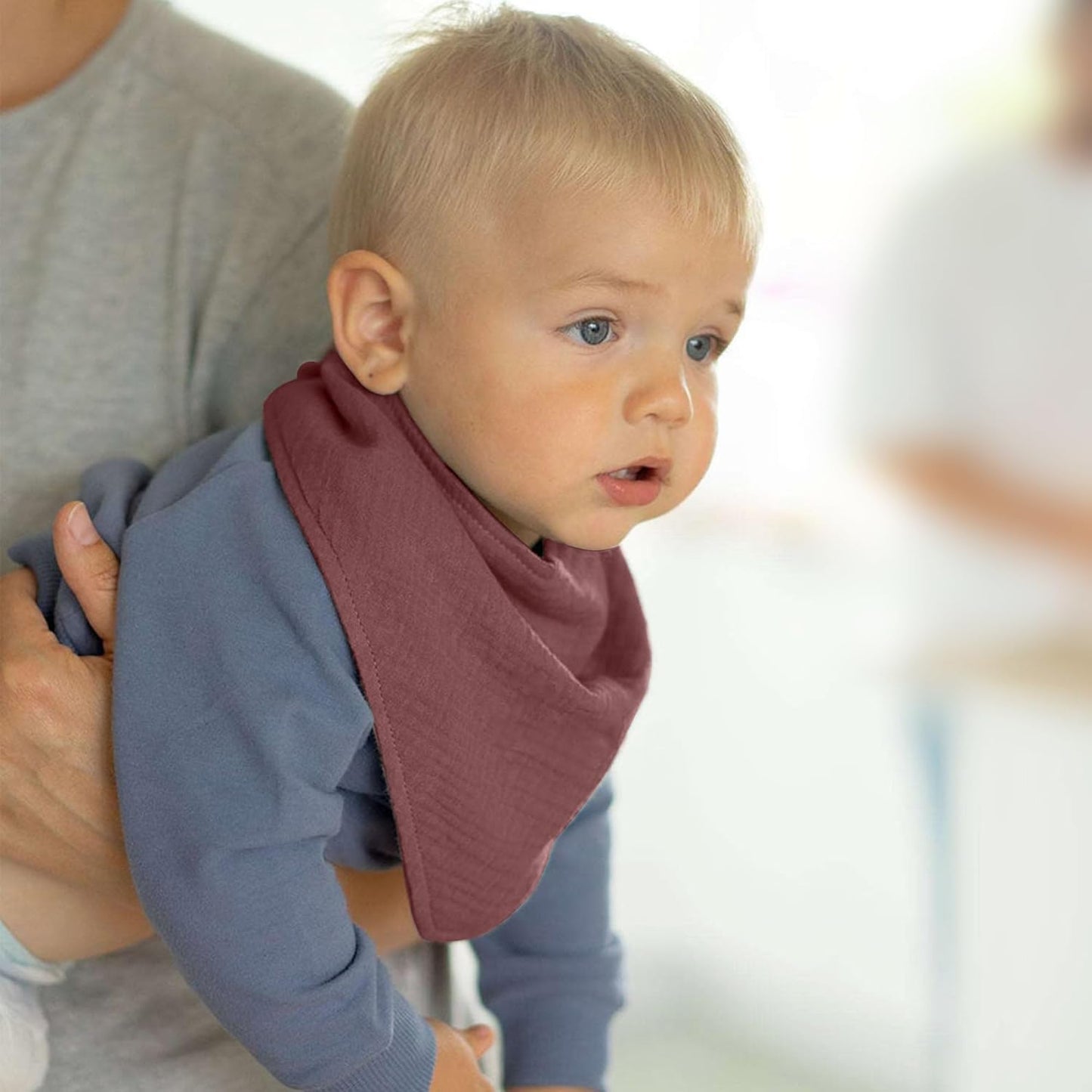 JELLYMONI 10 Pack Muslin Drool Bibs for Babies - Soft Adjustable Bandana Bib with Snaps, Absorbent Unisex Teething Bib for Newborn Girls & Boys