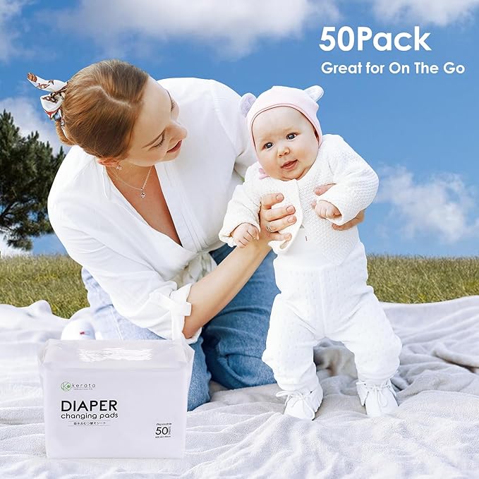 Disposable Changing Pads for Baby, 50 Pack 13" x 18" Super Soft Diaper Changing Pad Liners, Ultra Absorbent & Waterproof Baby Pee Pads Underpads for Changing Pad Cover Table Mat Sheet