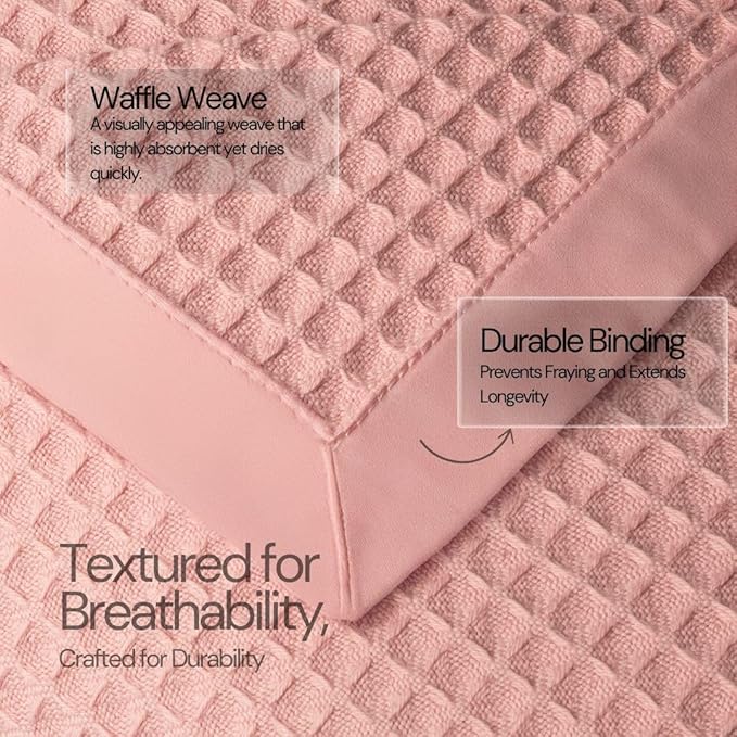 Salt Earth GOTS Certified 100% Organic Cotton Throw Blanket, 55" X 60" Blankets & Throws for Bed, Throw Blanket for Couch,Modern & Cozy Blanket, All Season Waffle Blanket, Soft Blanket (Misty Rose)