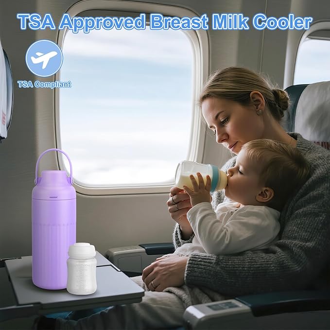 Compact Breast Milk Cooler Bottle, 12oz Portable Breastmilk Cooler with 2 Storage Bottles, 30H Cold Storage Breast Milk Chiller for Travel & Outdoor Use, Leakproof Reusable for Breastfeeding Moms