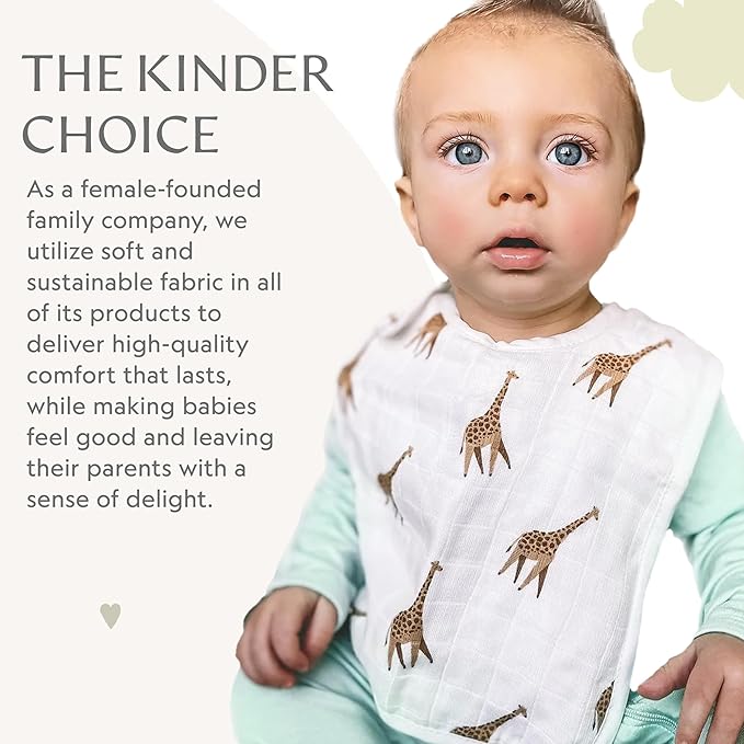 Bamboo Little Bamboo Viscose Baby Bib Set (2-pack), Giraffe & Zebra - 70% viscose made from bamboo, 30% cotton muslin, Imported