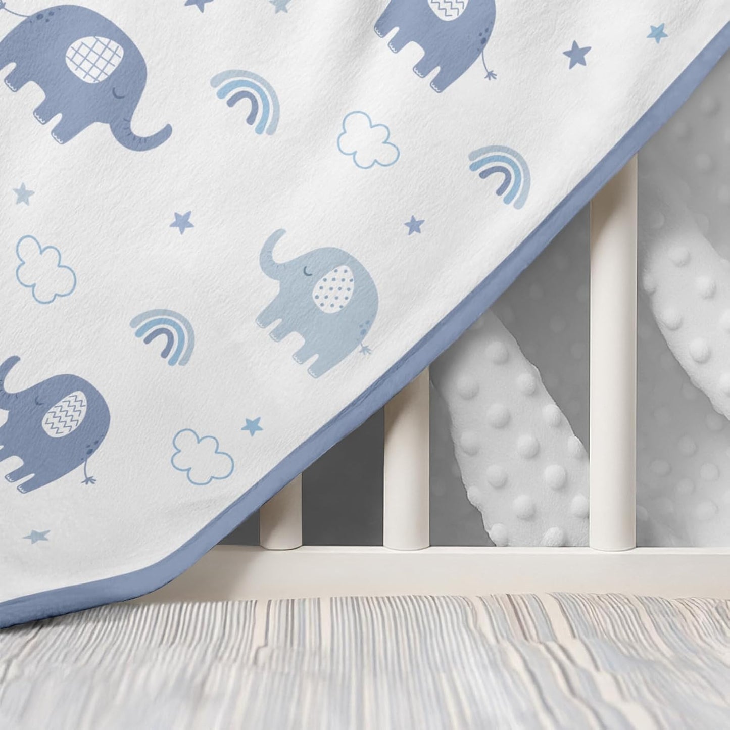 Elephant Minky Baby Blanket 30 x 40 Inches for Boys Girls, Soft Plush Receiving Blanket with Dotted Back, Gift for Toddler Newborn Infant Christmas Birthday Baby Shower