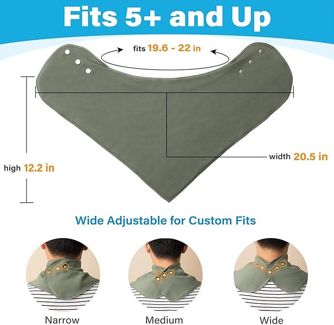 Adult Drool Bib for Special Needs, Large Elderly Bandana, Teen Bib for Women Men, Soft Absorbent Set for Kids