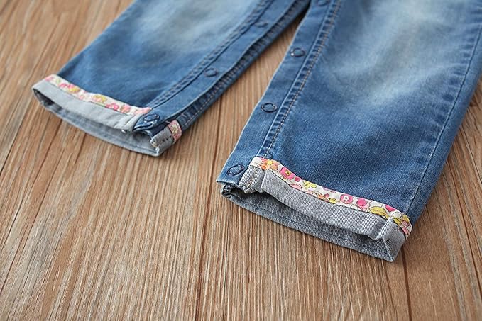 KIDSCOOL SPACE Baby Little Kids Cute Denim Embroidered Fashion Jean Overalls