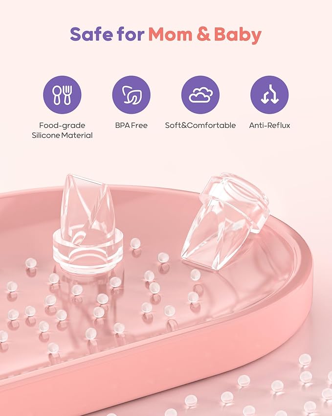 Nuliie Breast Pumps Accessories, Valves Replacement for Nuliie Wearable Breast Pump Electrical with Storage Bag (Model:S32) 4Pcs Duckbill Valves