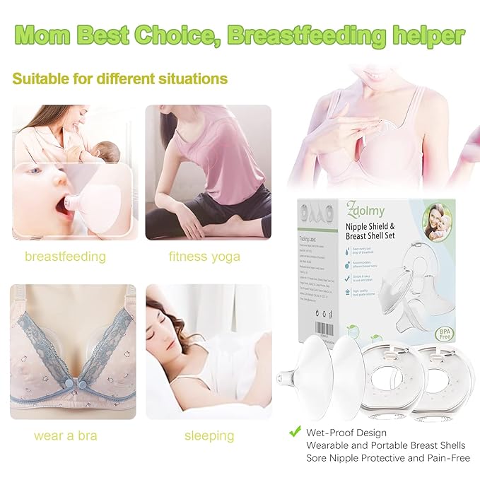 Nipple Shield & Breast Shell for Breast Feeding, Milk Savers Collector Nipple Protector for Breastfeeding Breast Milk Catcher for Breastfeeding Milk Collection Cups (Pack of 4)