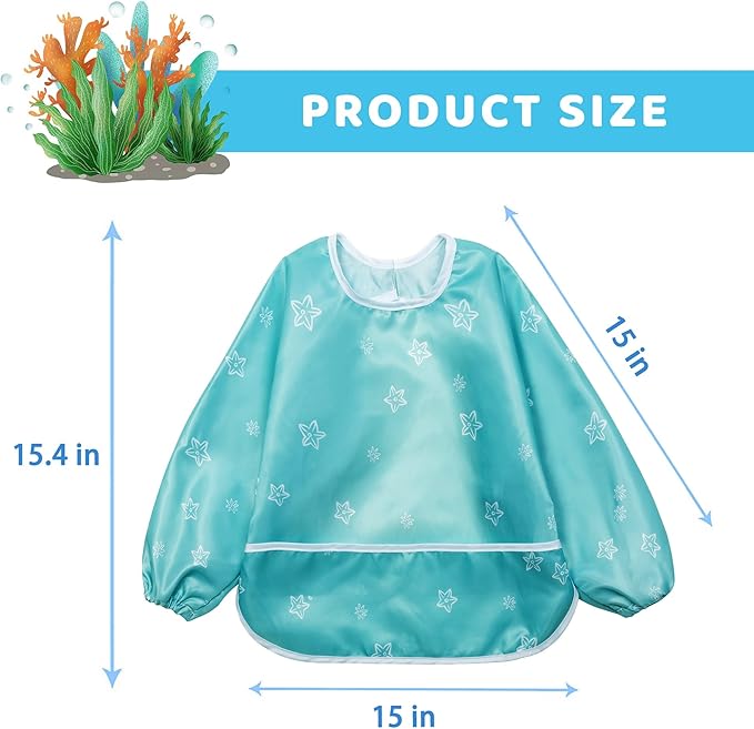 Little Dimsum Baby Bib with Pocket Waterproof Toddler Bibs Infant Feeding Bibs for Boys and Girls, Pack of 2 Colors