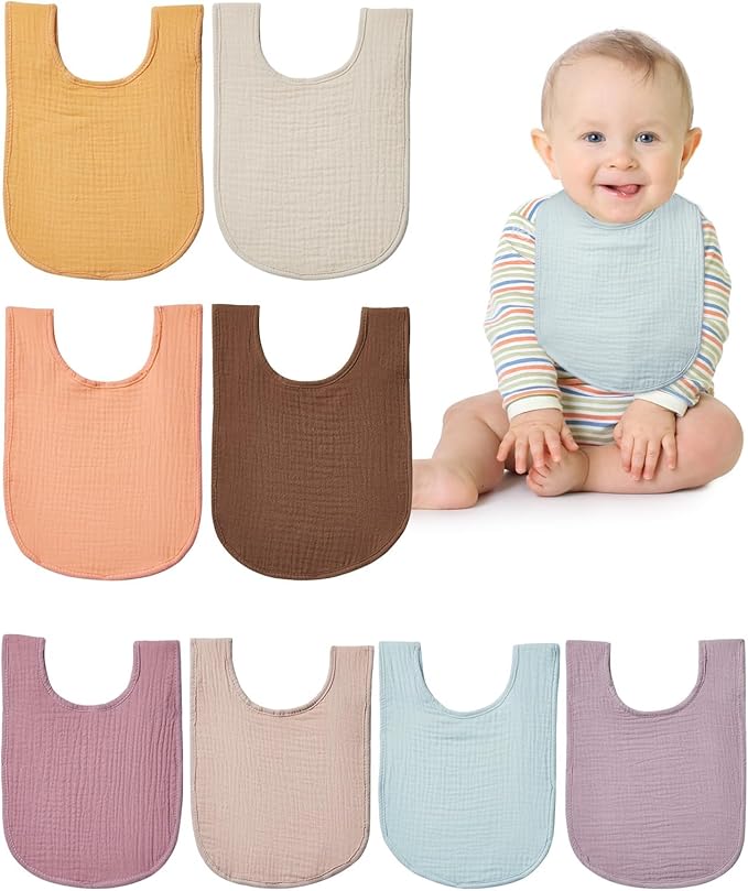 Lilian&Gema Baby Bibs 8 Pack Baby Drool Bibs for Unisex Boys Girls,Soft Cotton Bibs for Teething and Drooling Newborn
