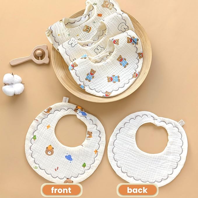 EllieHouse Baby Bibs for Girls Boys 10Pack Muslin Drool Teeth Drooling Teething Bibs Muslin Cotton for Infant Toddler