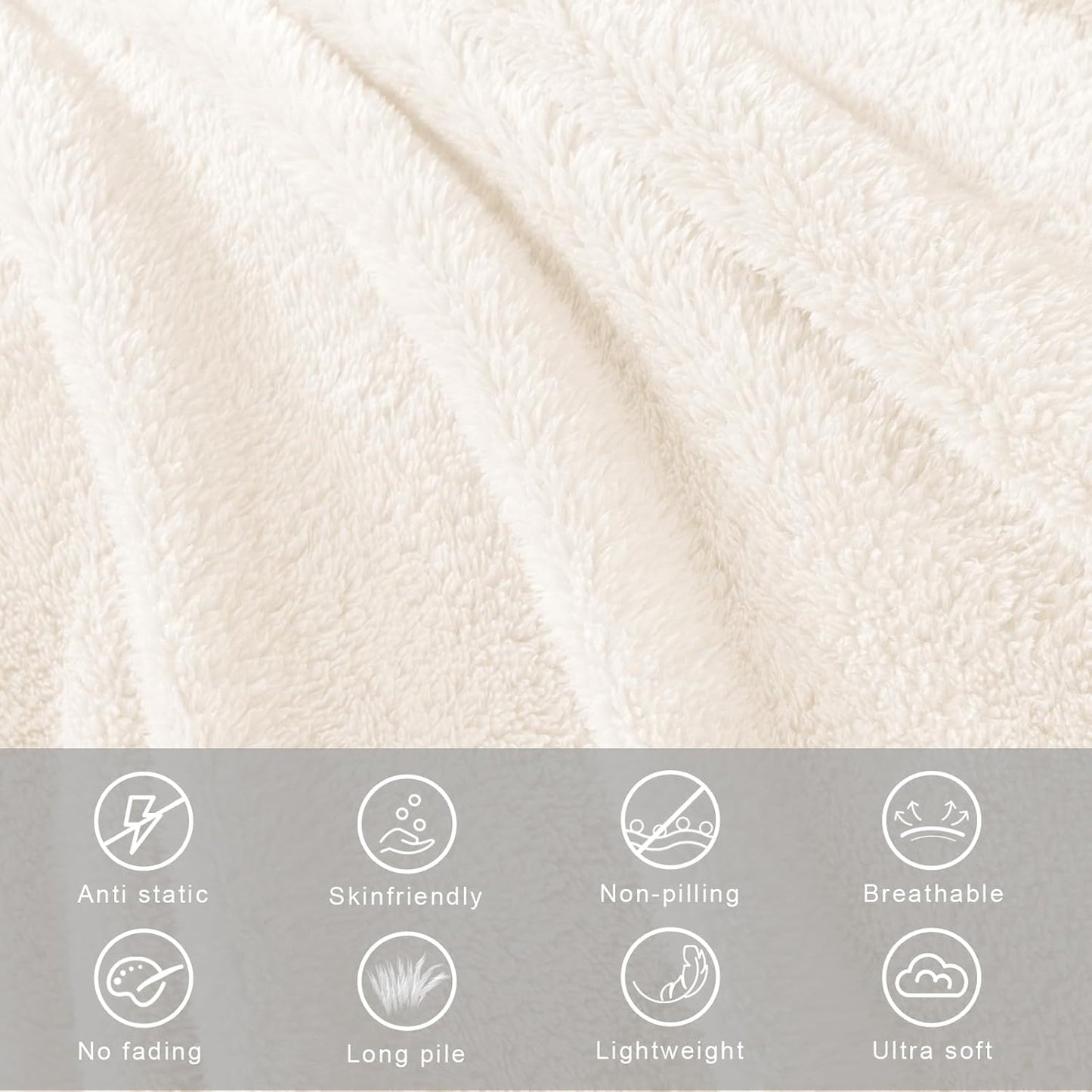 Exclusivo Mezcla King Size Flannel Fleece Blanket, Super Soft Velvet Plush Bed Blanket, Fuzzy Cozy and Warm for All Seasons, 90x104 Inches, Ivory