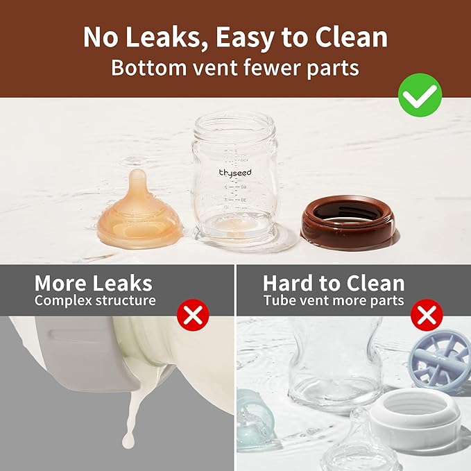 Thyseed Glass Natural Anti-Colic Baby Bottles | Newborn Breast Like Nursing Bottle for Breastfed Babies with Nipple(0-1 Months),5oz,1pack