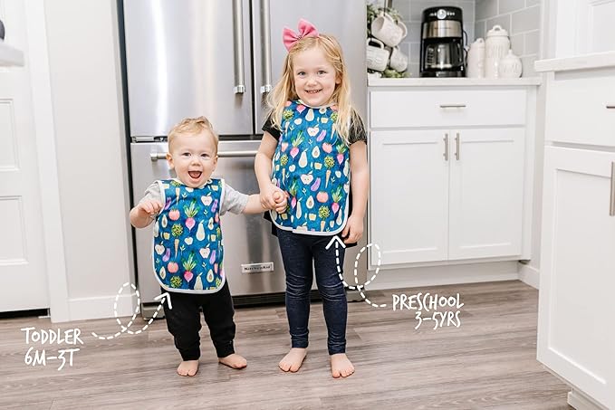 BapronBaby Tiny Town Bapron - No Neck Tie Safer Bib for Baby & Toddler - Soft Waterproof Stain Resistant - Machine Washable - Sz Baby/Toddler 6m-3T