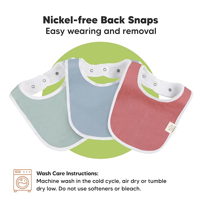 8-Pack Organic Baby Bibs for Boys, Girls - Soft Cotton Drooling and Teething Bibs for Baby Girl & Boy, Extra Absorbent, Easy To Clean & Put On for Toddler, Newborn, Infant 0-24 Months (Muted Pastel)