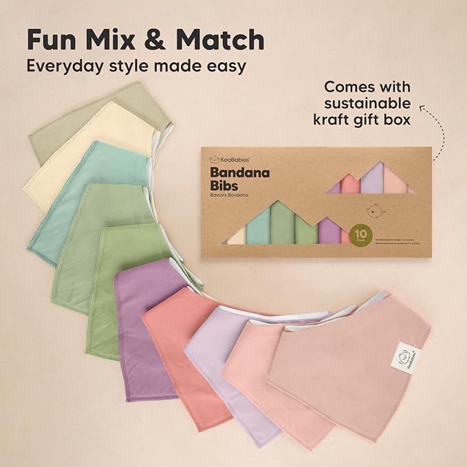 10-Pack Organic Baby Bandana Bibs for Girls - Super Absorbent Triangle Baby Bibs for Drooling and Teething Infant, 100% Cotton Extra Soft for Newborn, Infant 0-36 Months (Cupcake)