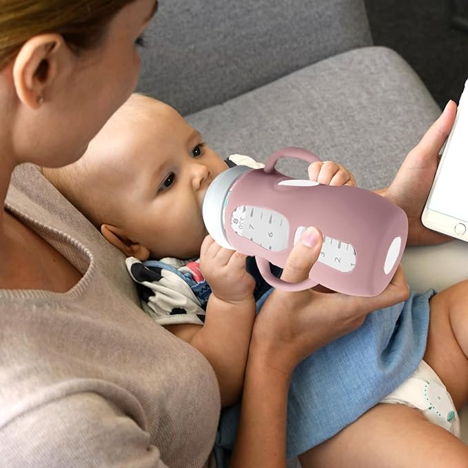 Juome Silicone Sleeves with Handles for Avent Natural Glass Baby Bottles - 3 Pack Anti Breakage Baby Bottle Holder for Philips Avent Glass Baby Bottle, Compatible with Phillips Avent Bottles 8 oz