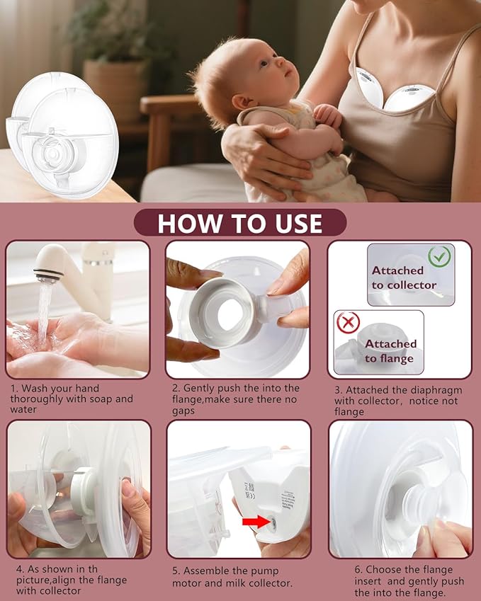 Two M5 24mm Full Set Collector Cup Only Compatible with Momcozy M5 and 10pcs 13/15/17/19/21mm Flange Inserts, Including Inserts*10, 24mm Flange*2, Collector*2, Duckbill Valve*2,Diaphragm*2