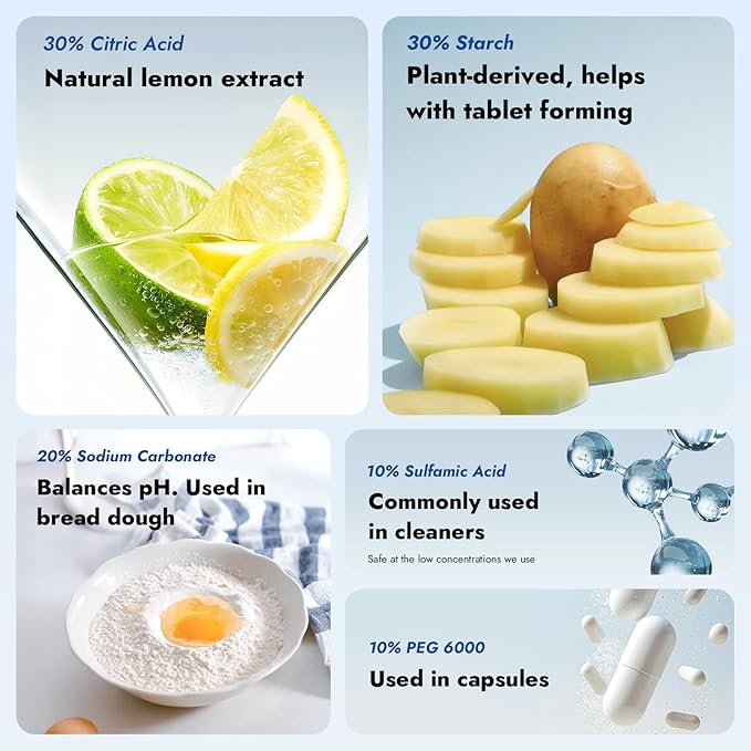 Papablic Descaling Tablets, 25 Count โ Compatible with Baby Brezza, Momcozy, Papablic Bottle Washer, Warmer, Sterilizer & Formula Maker โ Removes Milk & Limescale for Better Performance