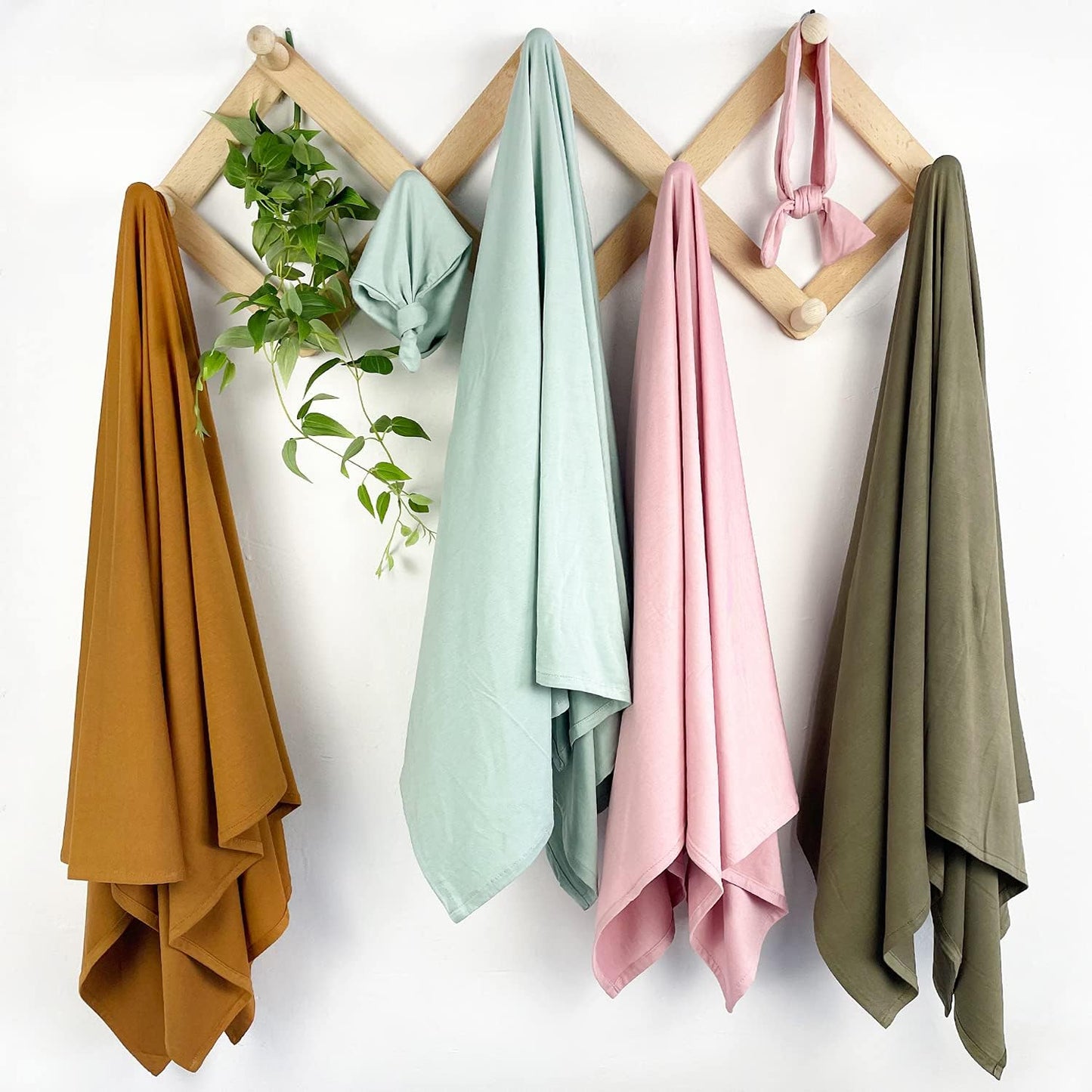 OWLOWLA Swaddle Blanket and Hat Set Newborn Swaddle Wrap Baby Receiving Blanket for Baby Boys Girls(Navy)