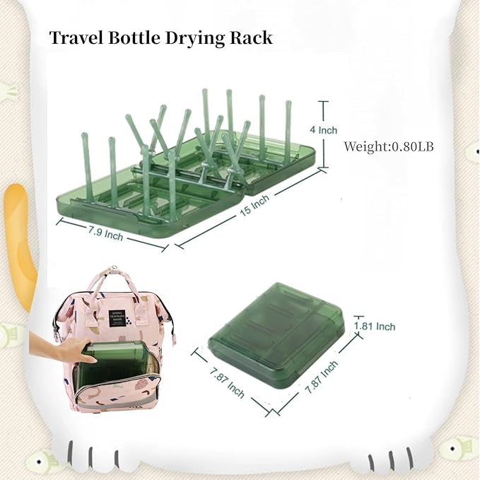Travel Bottle Drying Rack Space Saving,Foldable Bottle Drying Rack with 16 Ribs,Portable Baby Bottle Drying Rack for Bottles,Breast Pumps and Other Feeding Accessories,Widely Used Daily Basis