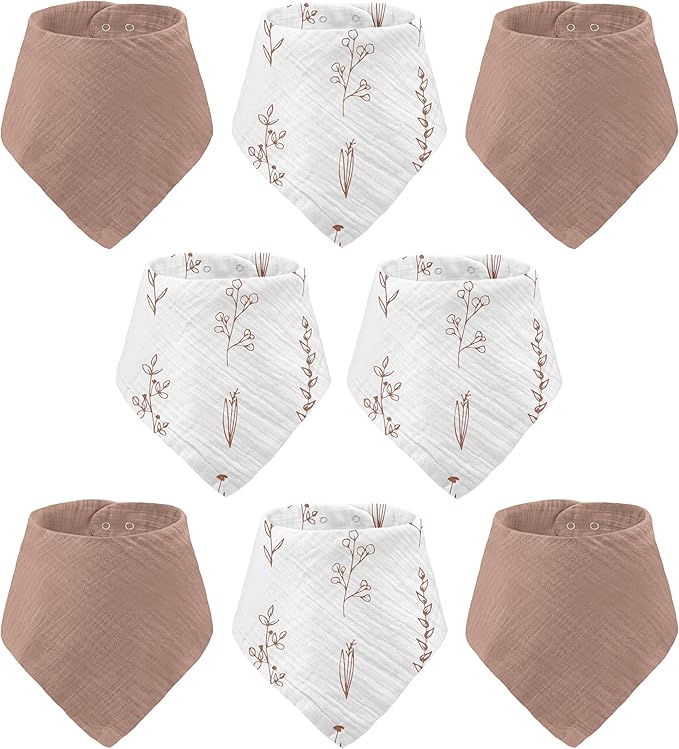 Muslin Baby bibs for drooling and teething, 100% cotton, Bibs for baby girl, Muslin bibs for boys (8 Pack)