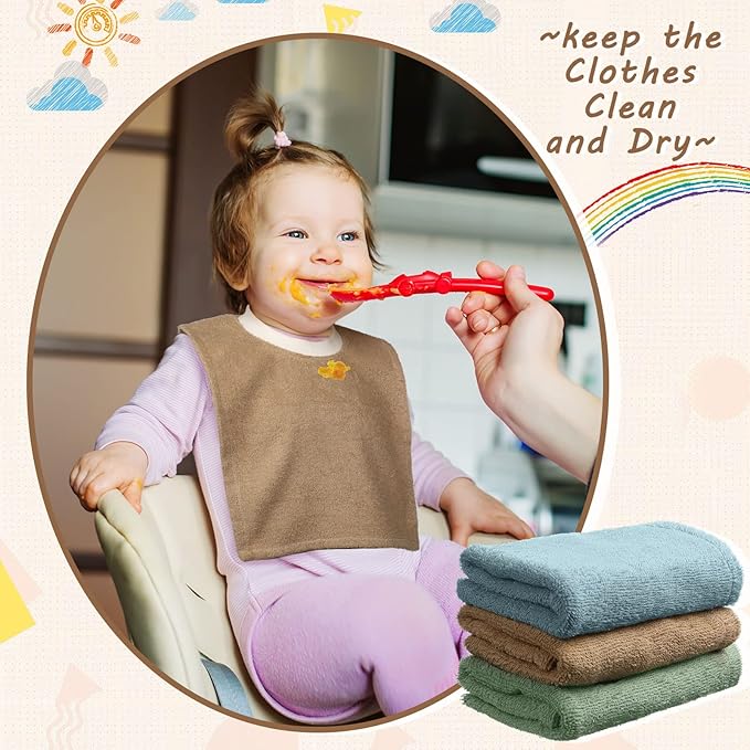 Foaincore 6 Pcs Pullover Baby Bibs Cotton Terry Toddler Absorbent Infant for Feeding and Drooling Towel Slip on Bib(Fresh Color)