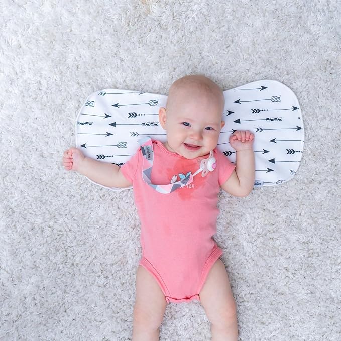 Dodo Babies Burp Cloths for Babies 5-Pack - 19 x 9 in - Pink & White - 5 Contoured Cloths, 2 Pacifier Clips & Case - Soft Cotton & Fleece Absorbent Design - Girls & Boys