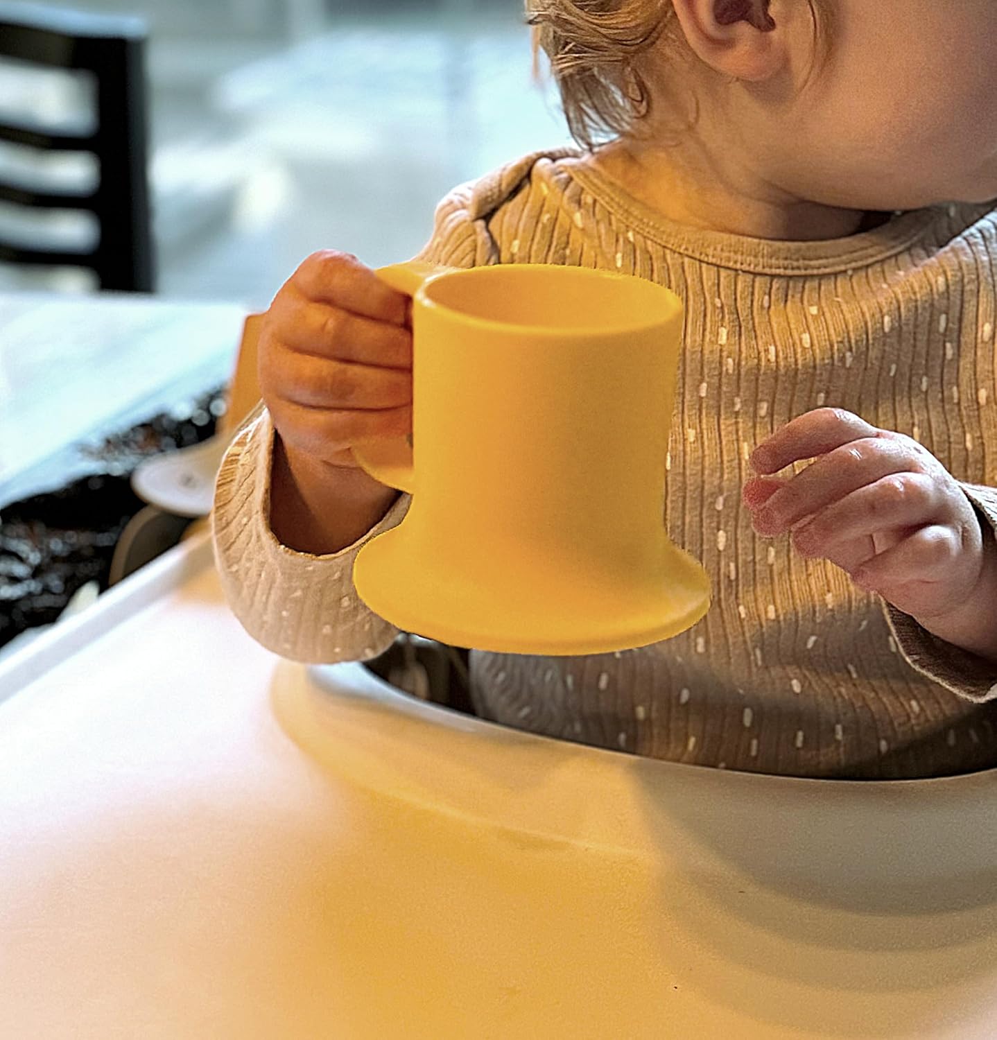 Silicone Toddler Mug with Handle, 5 oz, Color: Sun