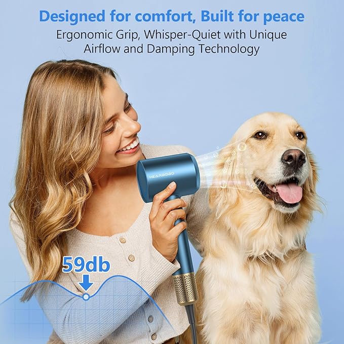 Hair Dryer Blow Dryer, 160000 RPM High-Speed Brushless Motor 500 Millions Negative Ionic Hairdryer for Fast Drying, Low Noise Thermo-Control Hair-Dryer-with-Diffuser for for All Hair Types