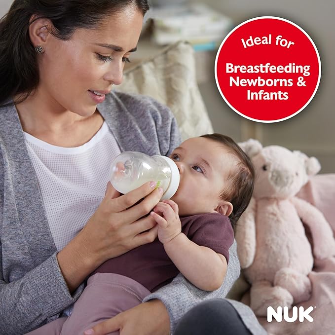 NUK Simply Natural Baby Bottle with SafeTemp, 5 oz, 4 Count