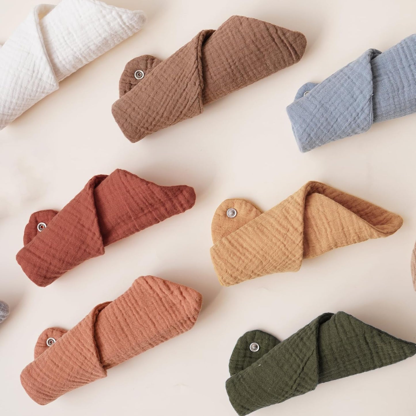 Konssy 8-Pack Muslin Baby Bibs, Absorbent Bandana Drool, 100% Cotton Unisex Baby Bibs for Teething and Drooling