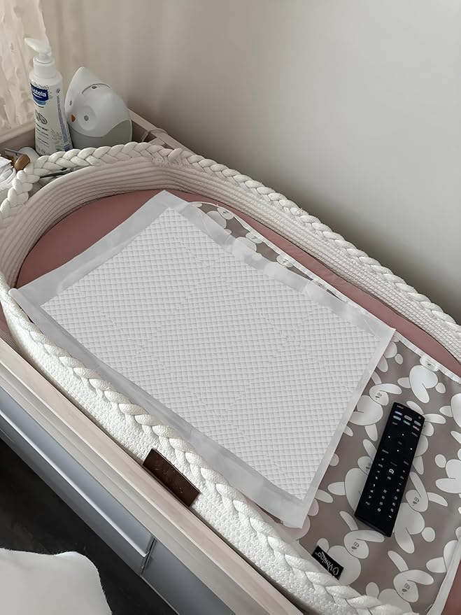 Disposable Changing Pad Liners (50 Pack), Baby Incontinence Diaper UnderPads 18"x 24" Extra Large & Super Soft , Ultra Absorbent & Waterproof - Covers Any Surface for Diaper Changes, White 