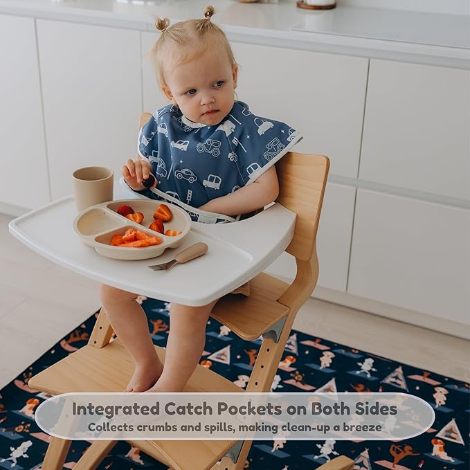 6-Layer Waterproof Baby Bib, Reversible, Adjustable, Washable, Stain Oil Resistant, 6-36 Months, 2-Pack, food bib