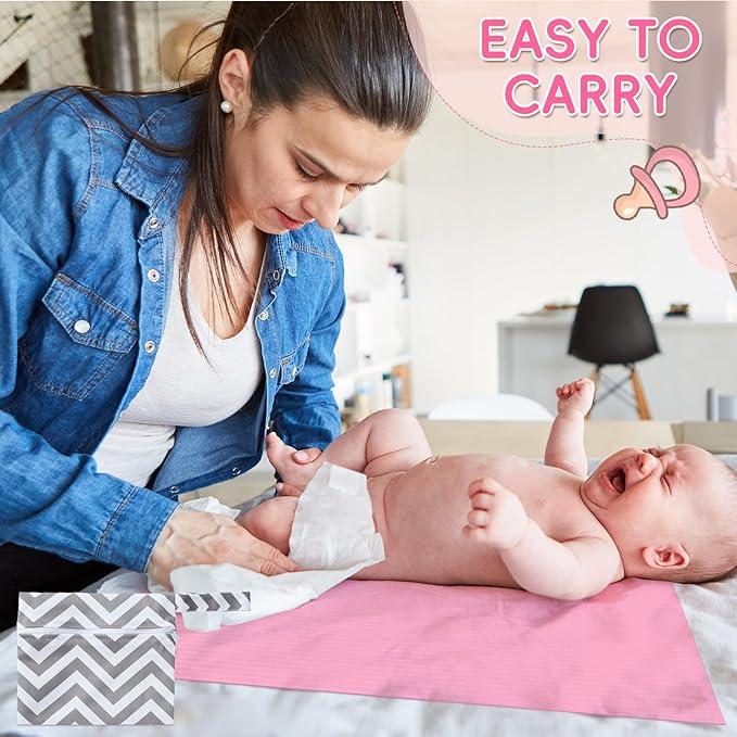 500 Pcs 18'' x 13'' Disposable Changing Pad Liners with Baby Diaper Caddy Bag 2 Ply Disposable Leak Proof Paper Liners for Surface Protection Disposable Diaper Pads for Baby Changing Station