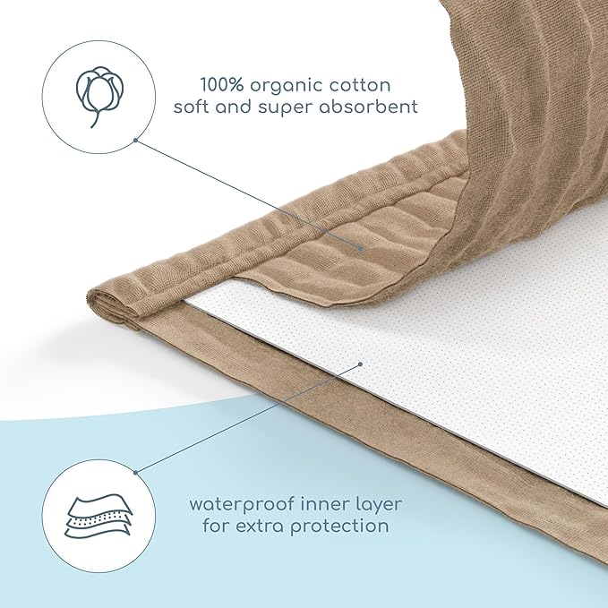 Muslin Burp Cloths Set, 6 Pieces, 100% Organic Cotton Hand Washcloths for Baby Boys and Girls Extra Absorbent and Soft Burping Rags (Sand - Multi Colored)