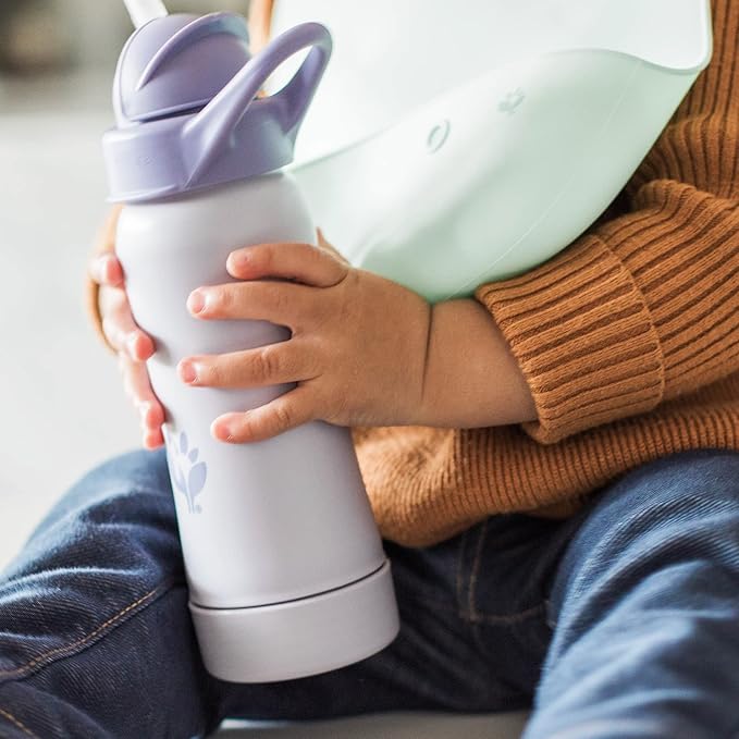 Green Sprouts® Sprout Ware® Straw Bottle 10oz., 6mo+, Plant-Plastic, Platinum-Cured Silicone, Dishwasher Safe, Grows with Baby, Tested for Hormones - Plum