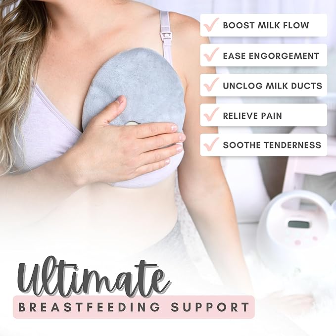 Cradle & Grace ClayLuxe Breast Therapy Packs, Natural Clay Hot & Cold Breast Pads with Covers & Bag, Reusable Breast Ice Packs for Mom's Breastfeeding Essentials