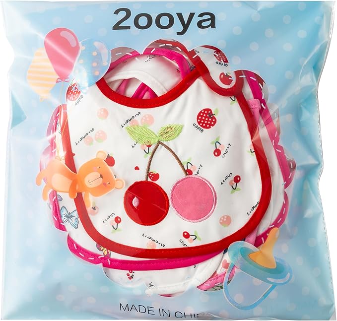 Cotton Waterproof Baby Bibs - 24Pcs Adjustable Hook Loop Closure Bib for Feeding Teething Drooling Eating, 6-12 Months