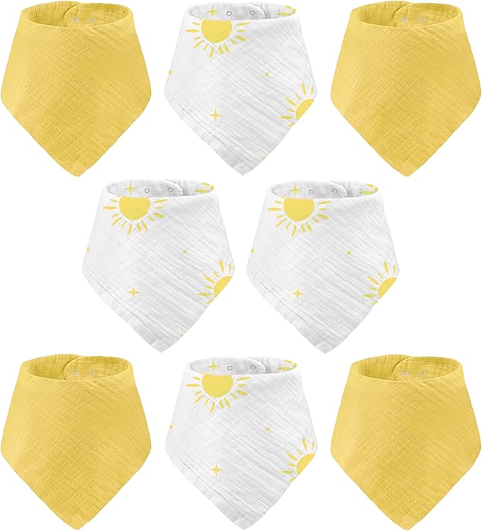 Muslin Baby bibs for drooling and teething, 100% cotton, Bibs for baby girl, Muslin bibs for boys (8 Pack)