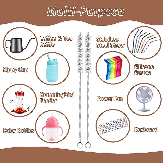 3 Pack Straw Cleaner Brush for Baby Bottles,Straw Brush Cleaner for Metal/Glass and Reusable Drinking Straws,Stanley Straw Cleaner Brush for 14oz 20oz 30oz Stanley Mugs.