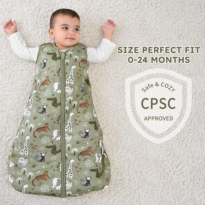 Yoofoss Baby Sleep Sack 12-18 Months, TOG 2.5 Baby Wearable Blanket with 2-Way Zipper, 100% Organic Cotton Fabric Winter Newborn Sleeping sack, Warm Soft Comfy(Large)