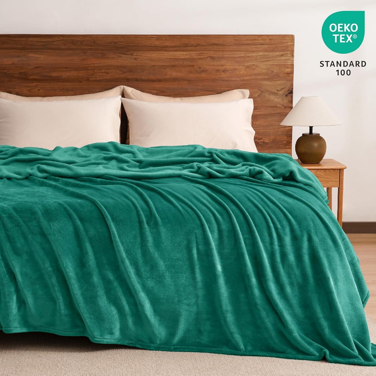 PHF Ultra Soft Fleece Blanket Twin Size, No Shed No Pilling Luxury Plush Cozy 300GSM Lightweight Blanket for Bed, Couch, Chair, Sofa Suitable for All Season, 66" x 90", Teal Green