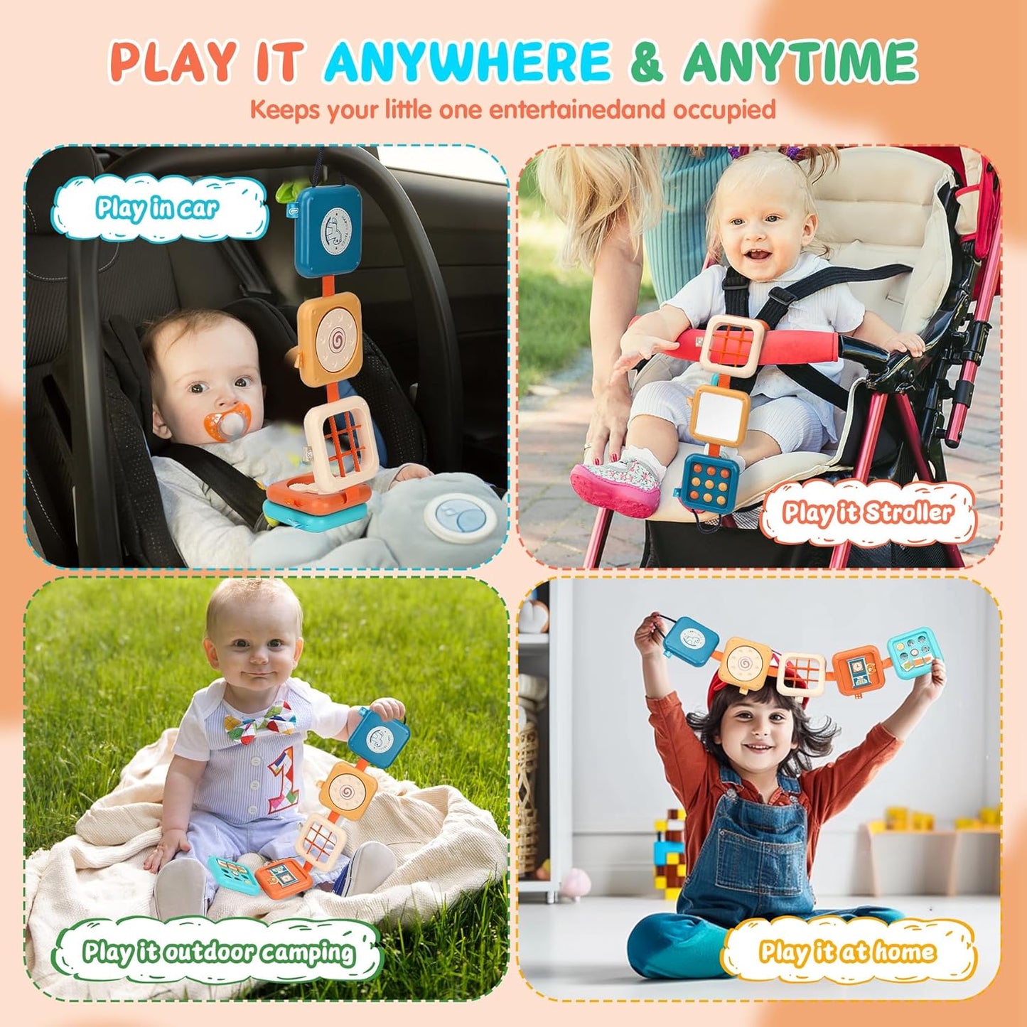 Busy Board for 1 Year Old, Travel Toys for Toddler 1-3, Montessori Busy Board Busy Cube, Toys Gifts for 1 Year Old Boy Girl