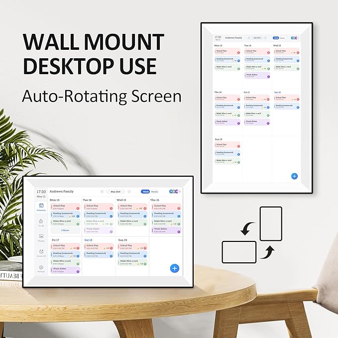 15.6" Digital Calendar Wall Planner,Touchscreen Interactive Display for Family Schedules, Achievement Rewards, Meal Planning,Digital Picture Frame, FHD 1080p Wall-Mountable Home Hub