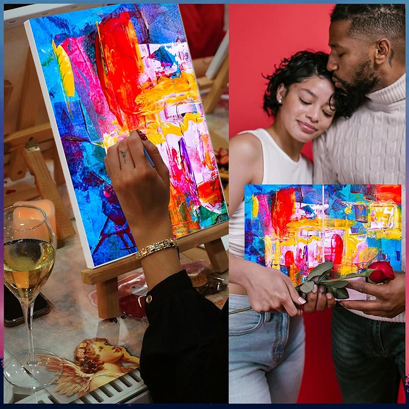 2 Pack Sip and Paint Kit for Adults Couples Painting Kit Stretch Canvas to Paint at Home Date Night Party Favor Supplies Art Painting Set Couples Activity Selfie 8x10 Canvas Painting Kit Valentines Day