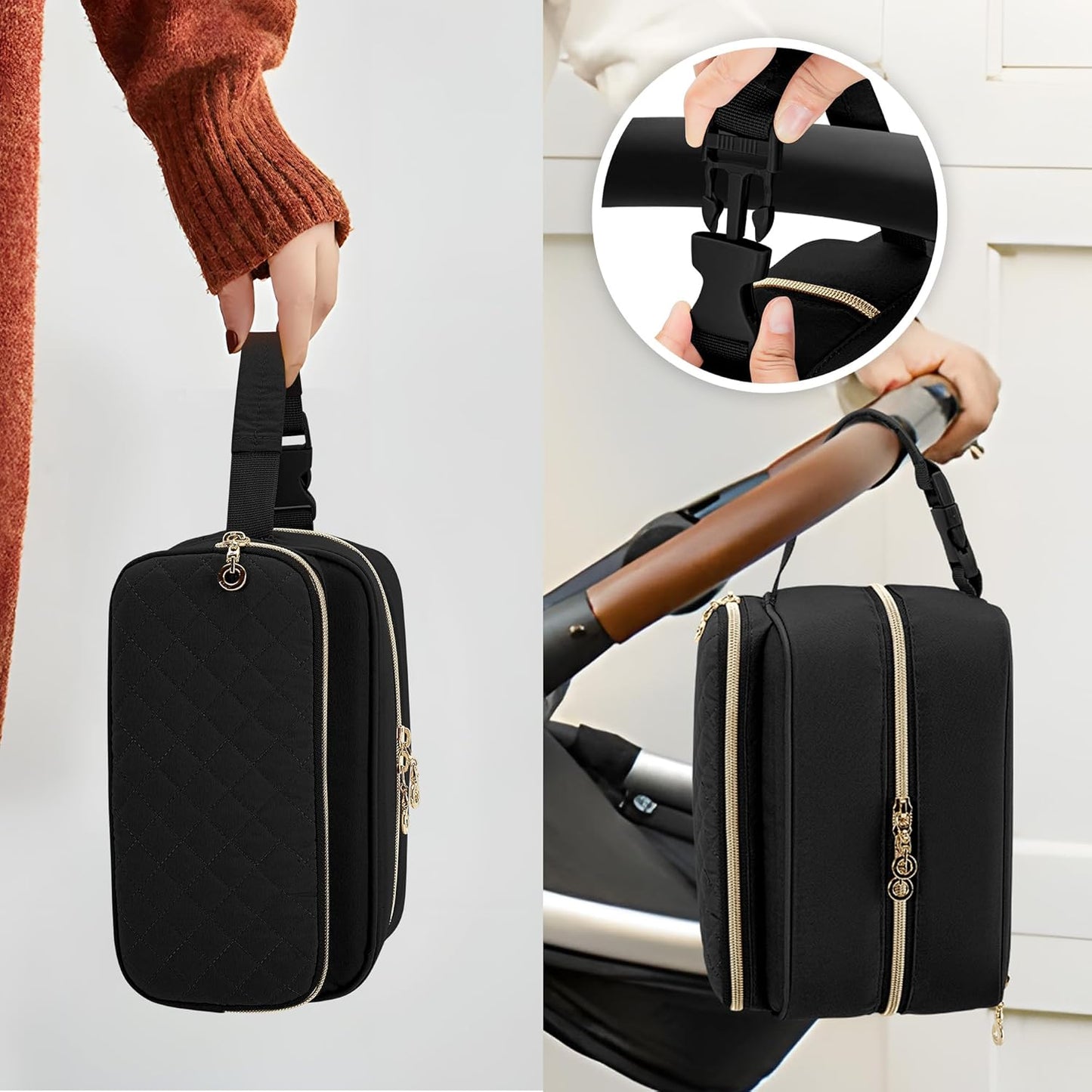 Damero Breastmilk Cooler Bag with 4 Ice Packs, Breast Milk Cooler Travel Bag Fit for Milk Bags or Bottles, with Buckle Handle for Breastfeeding Moms Travel/Daycare, Black