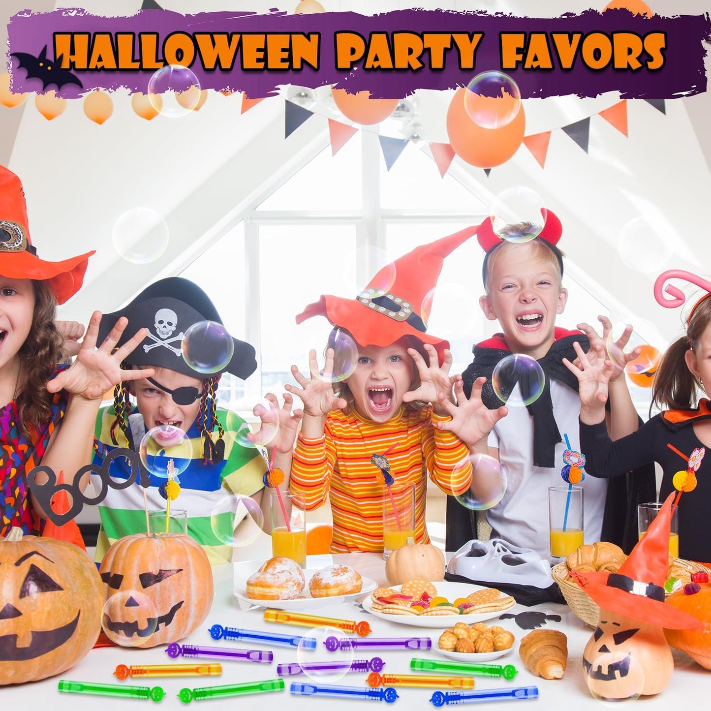 Halloween Bubbles Party Favors for Toddlers Bulk 300 Pack,Non Candy Treats Goodie Bag Stuffer Fillers for Kids, Small Halloween Trinkets trunk or treat Classroom Prizes Toys Gift Handouts for Boy Girl